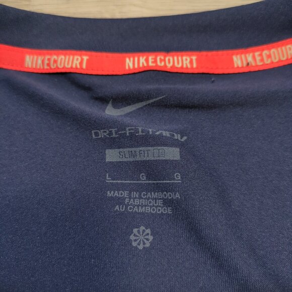 Nike Court Dri-FIT ADV Slam Tennis Shirt Men's Large Alcaraz Blue Orange Slim - Picture 2 of 9